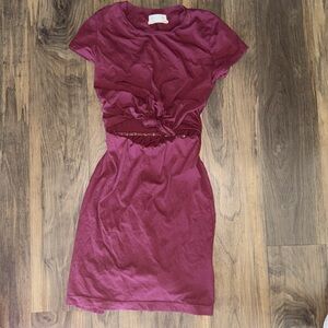 UO Urban Outfitters Burgundy Tie Front T-Shirt Dress - small
